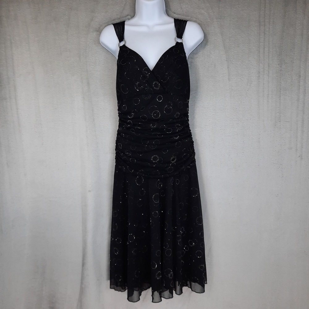 VTG Y2K Dress Size 6 Black Silver Glitter Whimsigoth Fairycore 90s Studio 1940